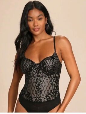 lulus black sequin bodysuit NWT